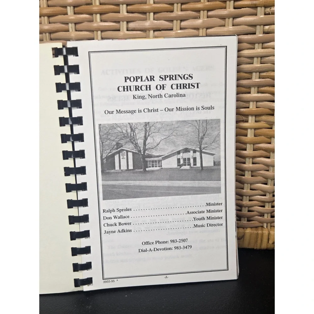 Poplar Springs Church Of Christ Cookbook King, North Carolina 1995 Recipe Book